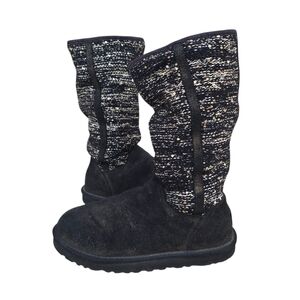 UGG Australia Camaya Sequin Slouch Boots Black And Gold Sz 7